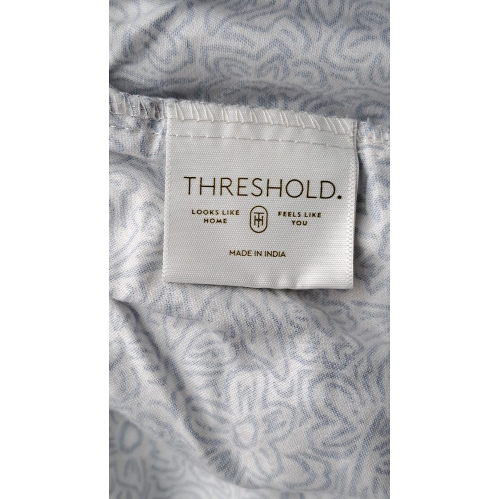 Threshold Twin XL Cotton Fitted Sheet Blue White Floral Deep Pocket Bedding